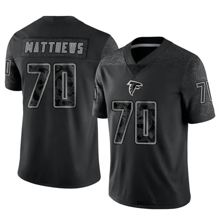 Qdoa A.Falcons #70 Jake Matthews Player Black RFLCTV Limited Stitched Jerseys