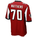 Qdoa A.Falcons #70 Jake Matthews Player Red Game Stitched Jerseys
