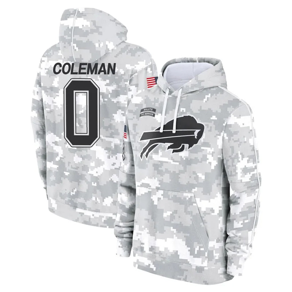 Qdoa B.Bills #0 Keon Coleman Player Arctic Camo Salute to Service Hoodies Stitched Jerseys