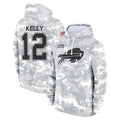Qdoa B.Bills #12 Jim Kelly Player Arctic Camo Salute to Service Hoodies Limited Stitched Jerseys