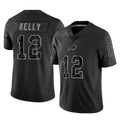 Qdoa B.Bills #12 Jim Kelly Player Black RFLCTV Limited Stitched Jerseys