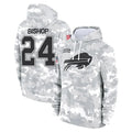 Qdoa B.Bills #24 Cole Bishop Player Arctic Camo Salute to Service Hoodies Limited Stitched Jerseys