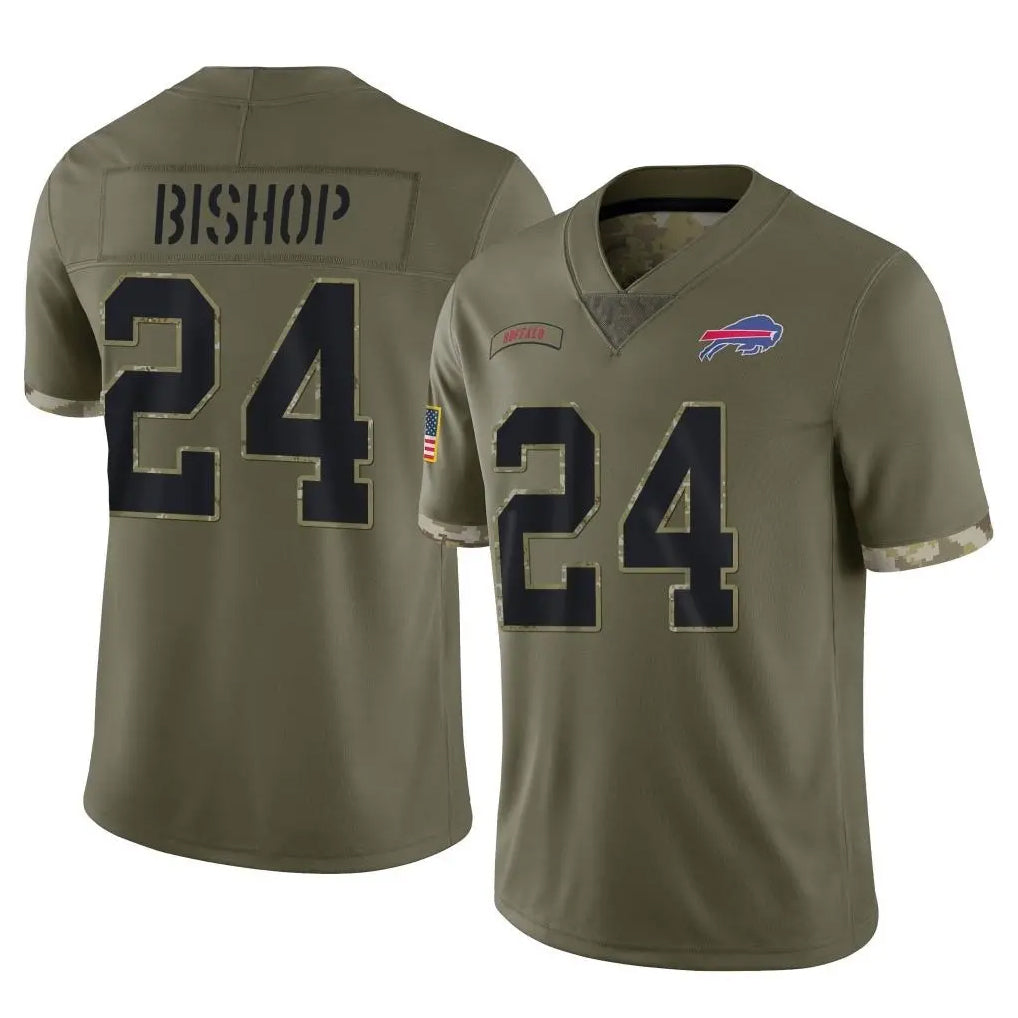 Qdoa B.Bills #24 Cole Bishop Player Olive Salute To Service Game Stitched Jerseys