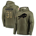 Qdoa B.Bills #31 Maxwell Hairston Player Olive Salute to Service Hoodies Game Stitched Jerseys
