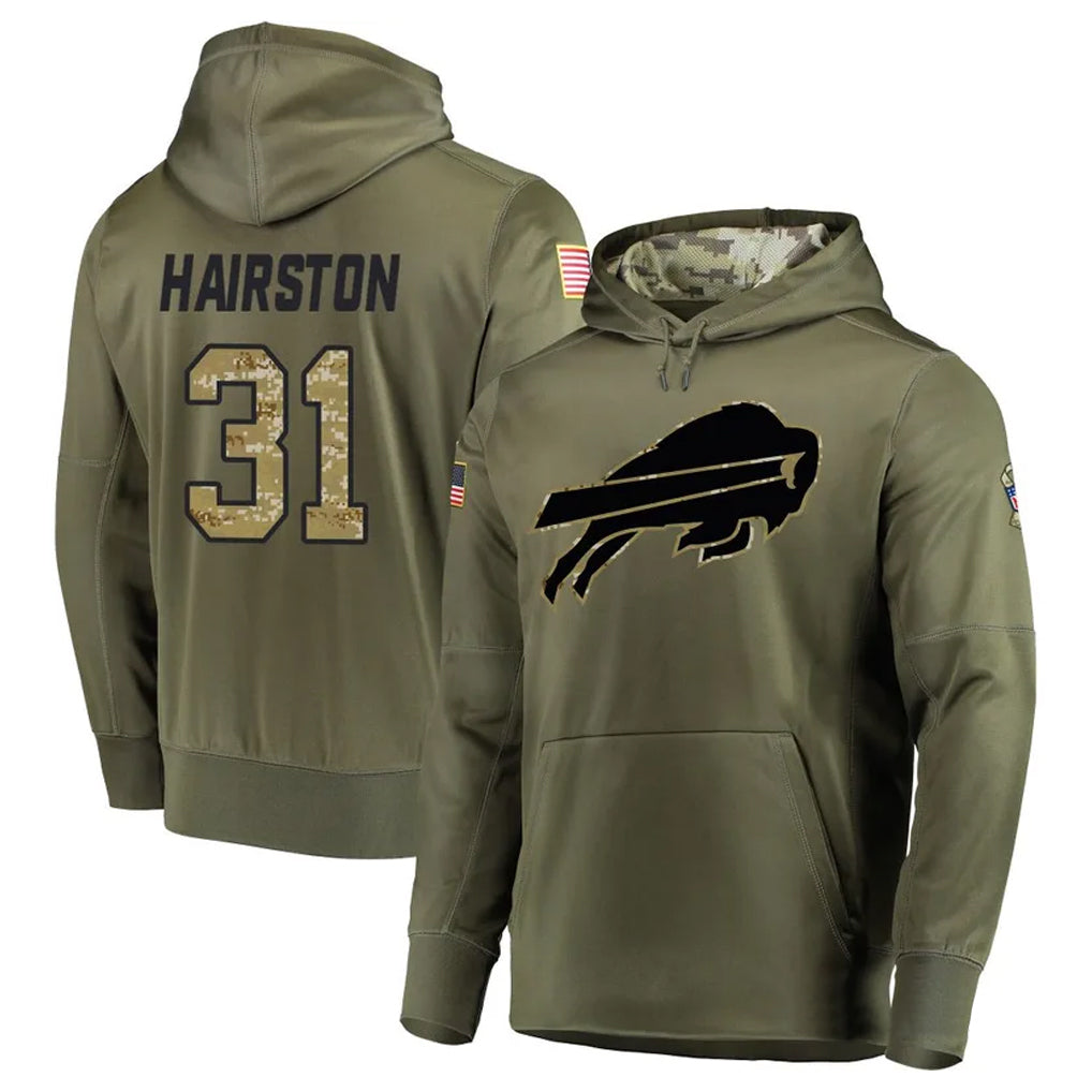 Qdoa B.Bills #31 Maxwell Hairston Player Olive Salute to Service Hoodies Game Stitched Jerseys