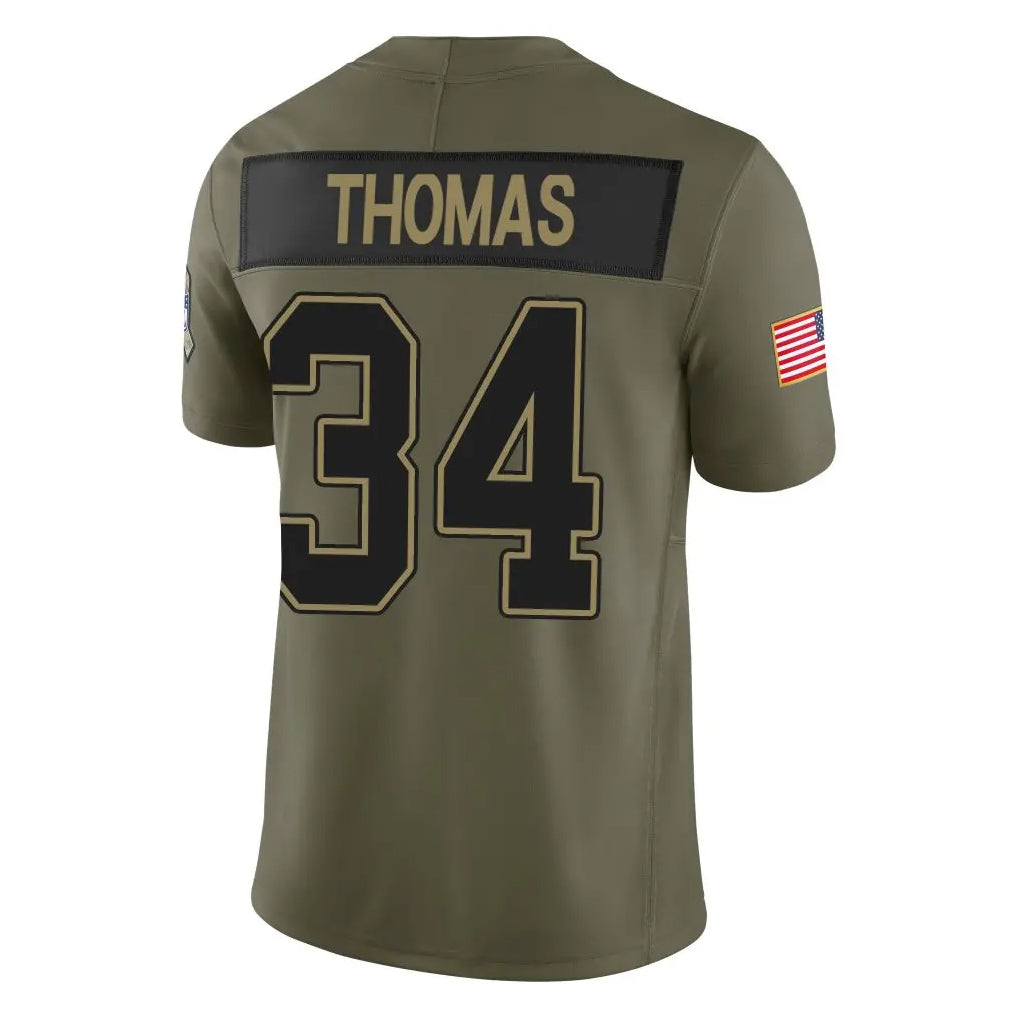 Qdoa B.Bills #34 Thurman Thomas Player Olive Salute To Service Limited Game Stitched Jerseys