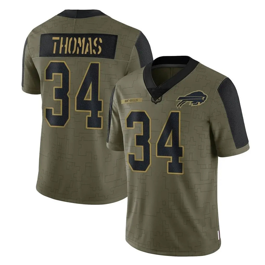 Qdoa B.Bills #34 Thurman Thomas Player Olive Salute To Service Limited Stitched Jerseys