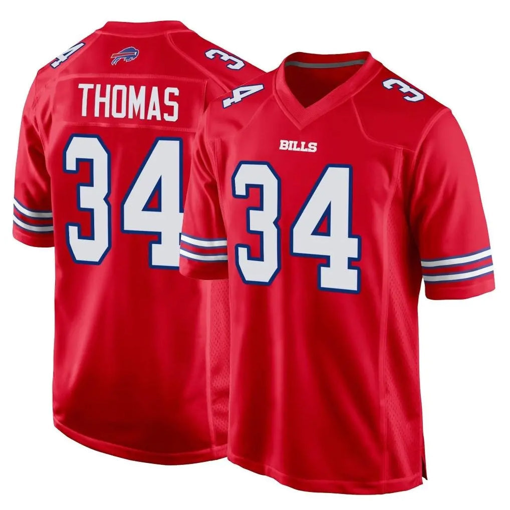 Qdoa B.Bills #34 Thurman Thomas Player Red Home Game Stitched Jerseys