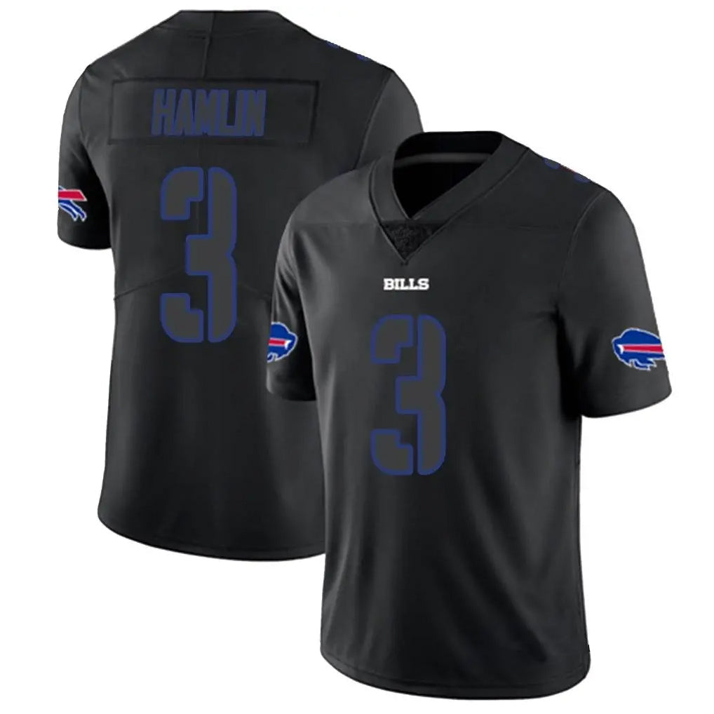 Qdoa B.Bills #3 Damar Hamlin Player Black Impact Limited Stitched Jerseys