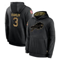 Qdoa B.Bills #3 Damar Hamlin Player Black Salute to Service Hoodies Stitched Jersey