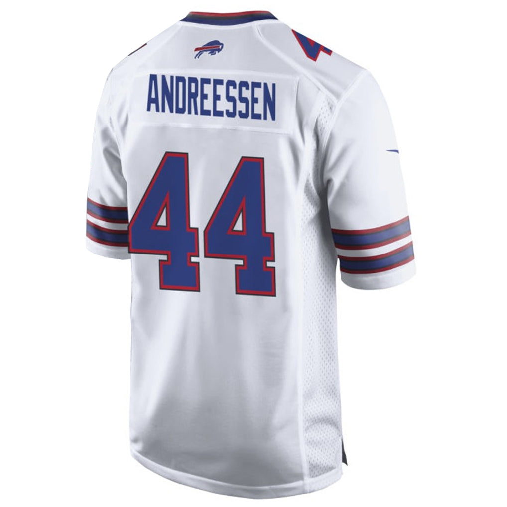 Qdoa B.Bills #44 Joe Andreessen Player White Home Game Stitched Jerseys