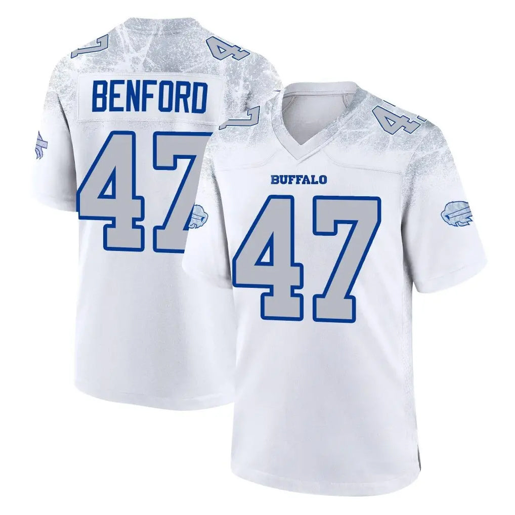 Qdoa B.Bills #47 Christian Benford Player White Rivalries Collection Limited Stitched Jerseys