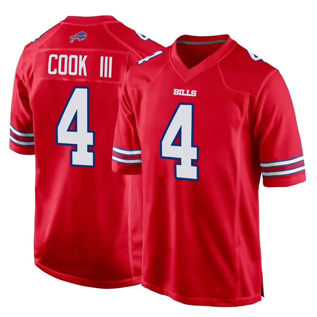 Qdoa B.Bills #4 James Cook III Player Red Home Game Stitched Jerseys