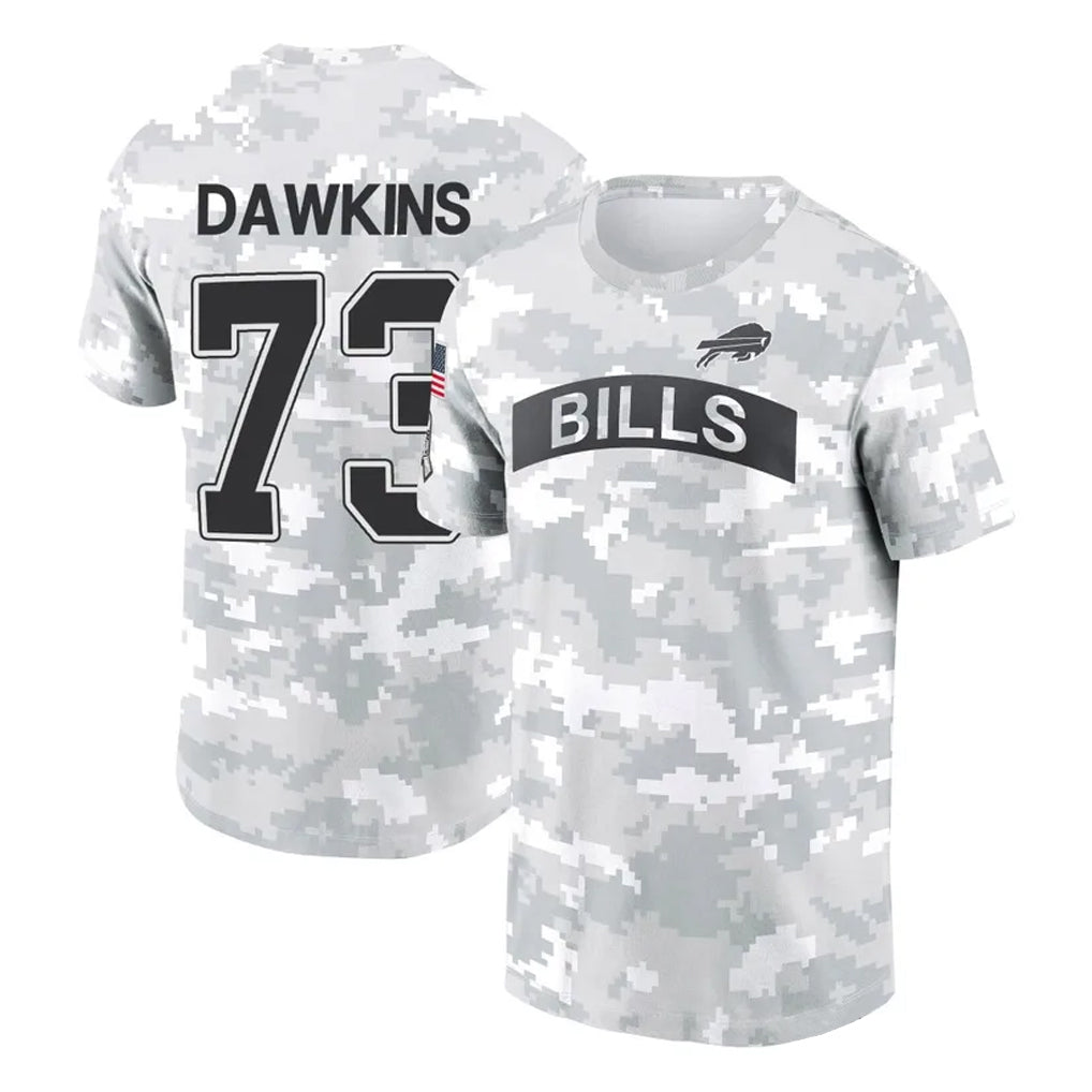 Qdoa B.Bills #73 Dion Dawkins Player Arctic Camo Salute to Service T-Shirt Hoodies Stitched Jerseys