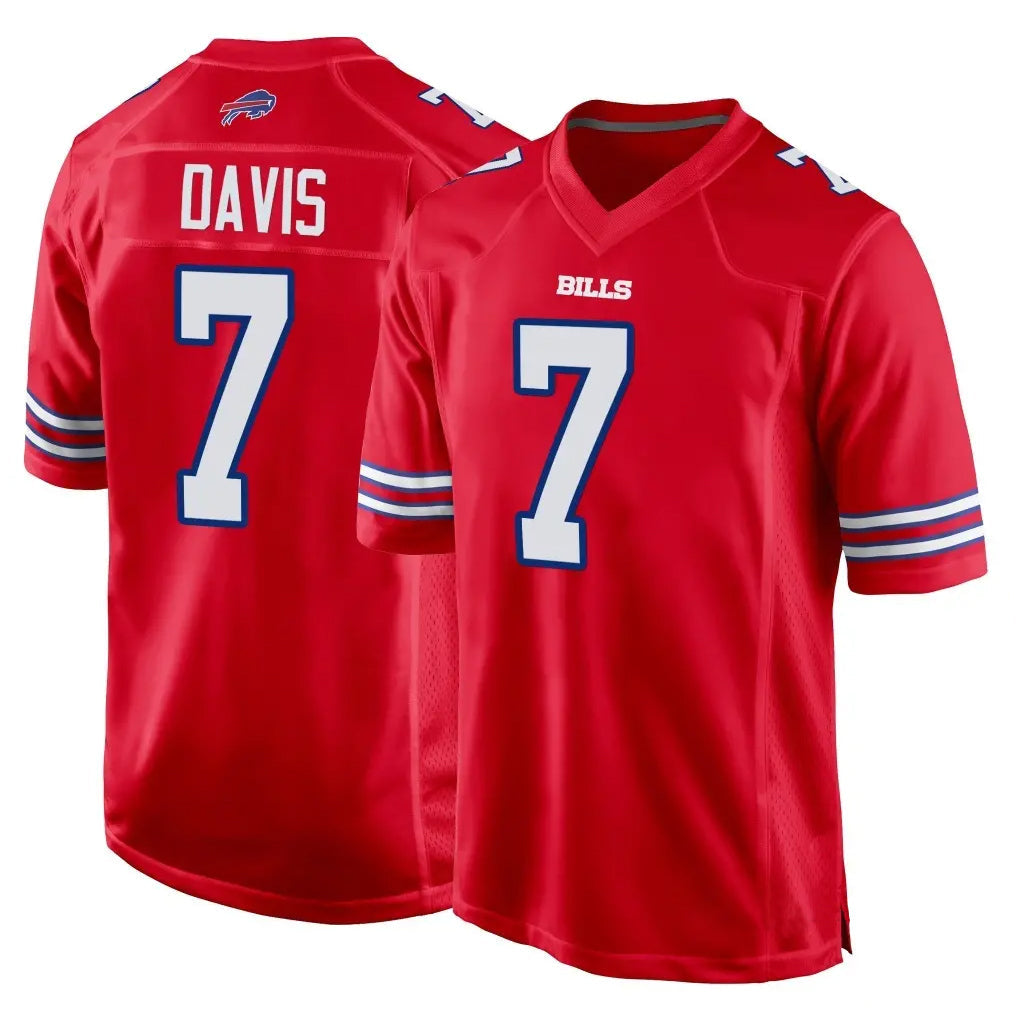 Qdoa B.Bills #7 Ray Davis Player Red Home Game Stitched Jerseys