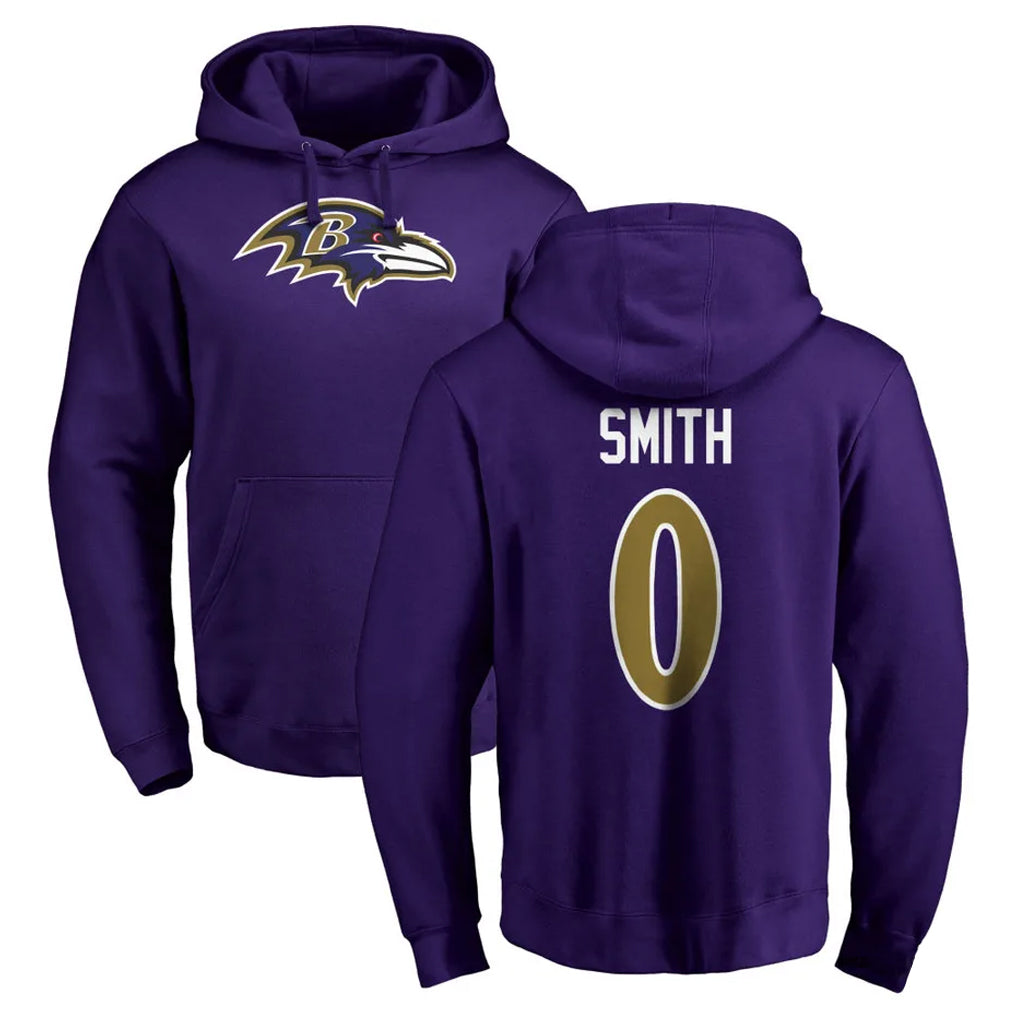 Qdoa B.Ravens #0 Roquan Smith Player Purple Salute to Service Pullover Hoodie Stitched Jerseys