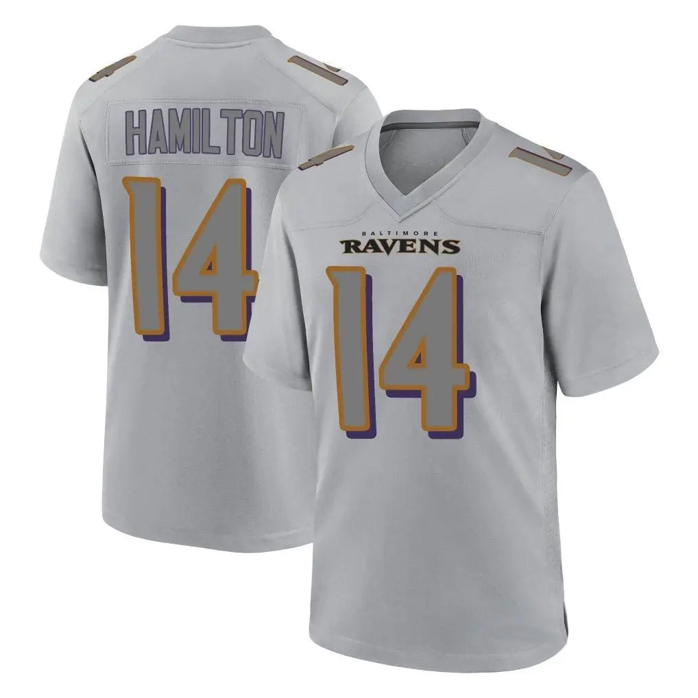 Qdoa B.Ravens #14 Kyle Hamilton Player Gray Replica Limited Stitched Jerseys