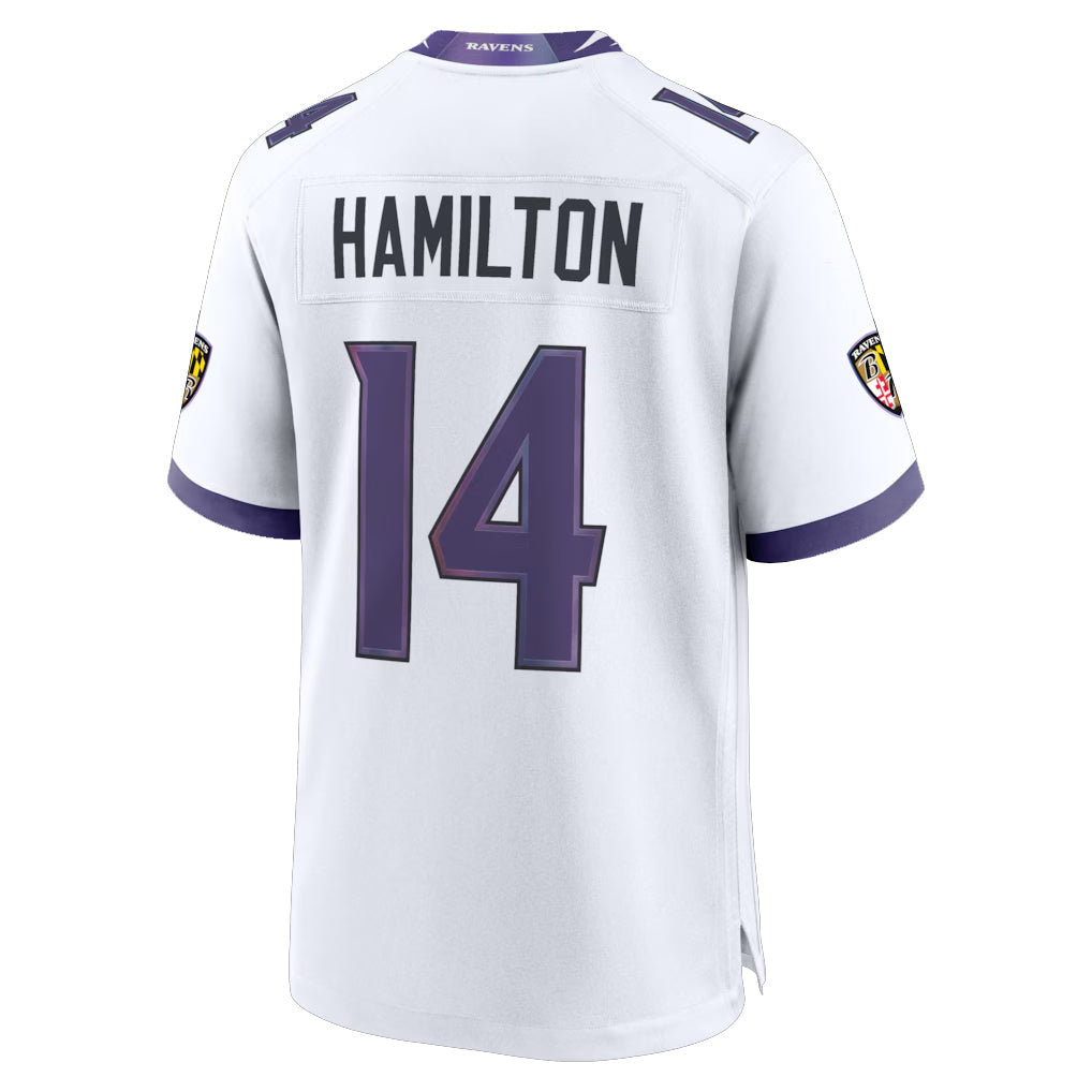 Qdoa B.Ravens #14 Kyle Hamilton Player White Home Game Stitched Jerseys
