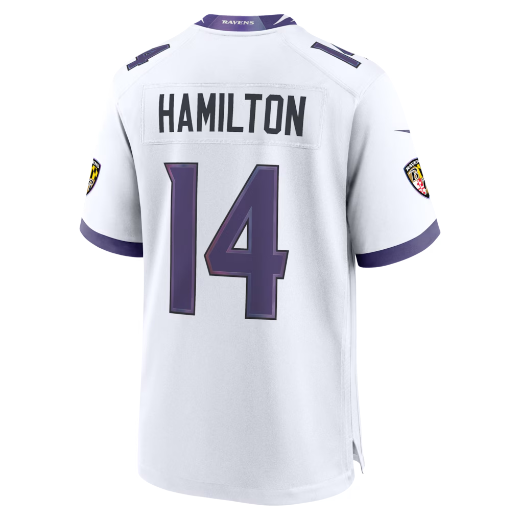 Qdoa B.Ravens #14 Ravens Kyle Hamilton White Game Stitched Jerseys