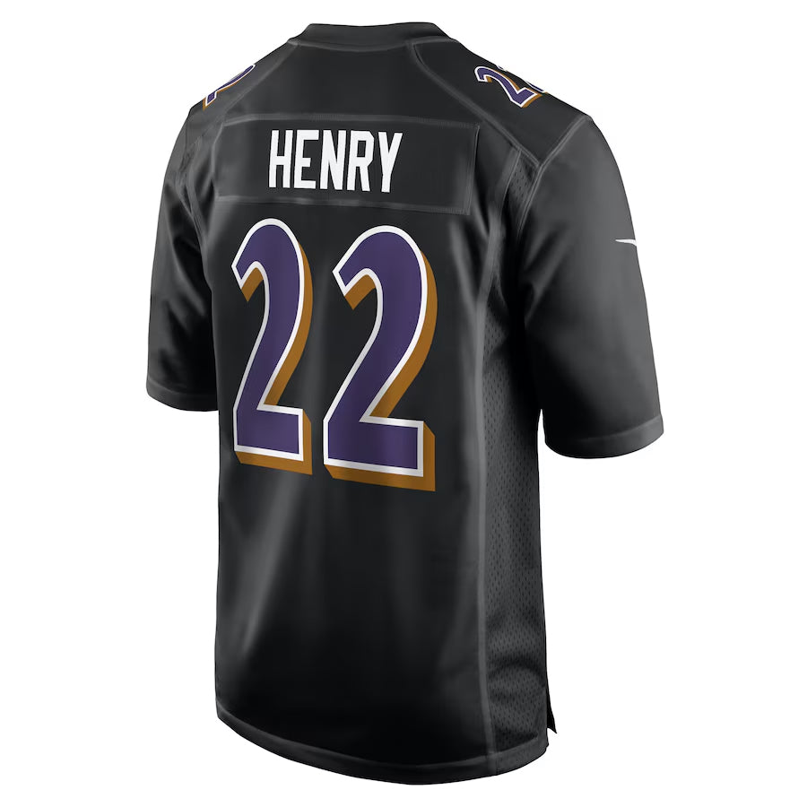 Qdoa B.Ravens #22 Derrick Henry Player Carbon Black Fashion Home Game Stitched Jerseys