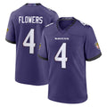 Qdoa B.Ravens #4 Zay Flowers Player Purple Home Game Stitched Jerseys