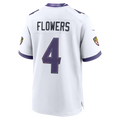 Qdoa B.Ravens #4 Zay Flowers White Game Stitched Jerseys