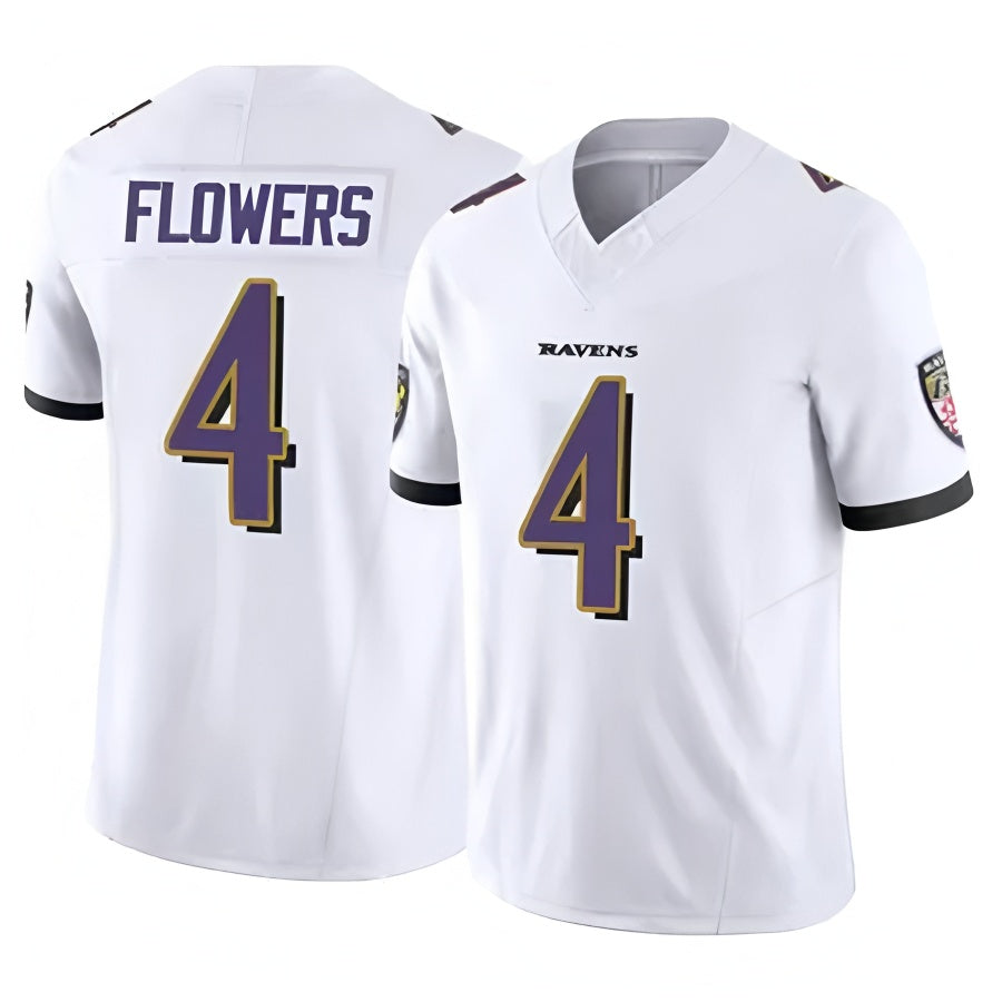 Qdoa B.Ravens #4 Zay Flowers Player Vapor F.U.S.E. Limited White Stitched Jerseys