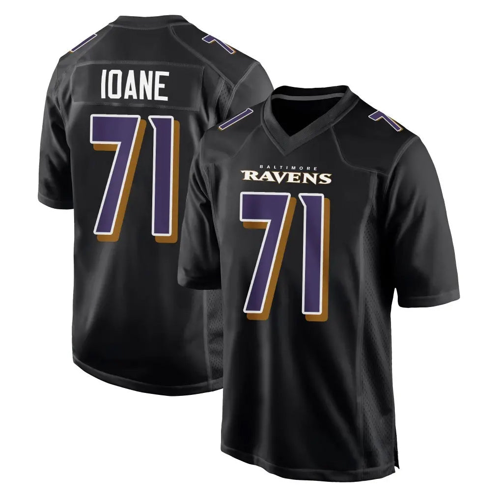 Qdoa B.Ravens #71 Olaivavega Ioane Player Black Carbon Fashion Home Stitched Jerseys