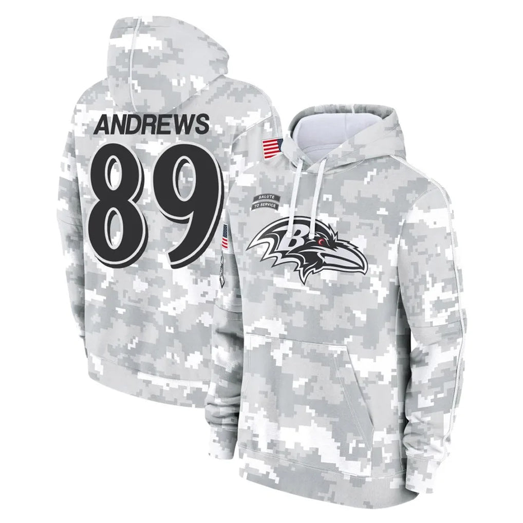 Qdoa B.Ravens #89 Mark Andrews Player Arctic Camo Salute To Service Hoodie Stitched Jerseys