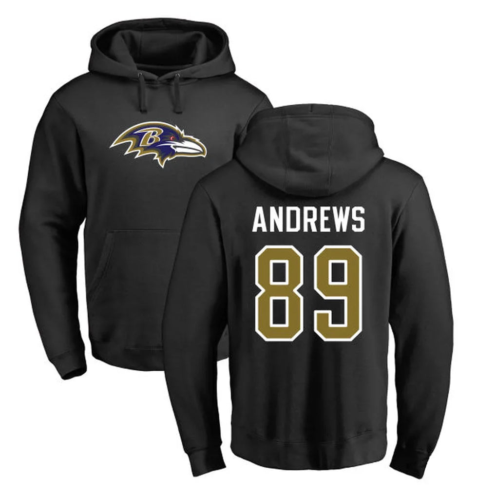 Qdoa B.Ravens #89 Mark Andrews Player Black Pullover Hoodie Stitched Jerseys