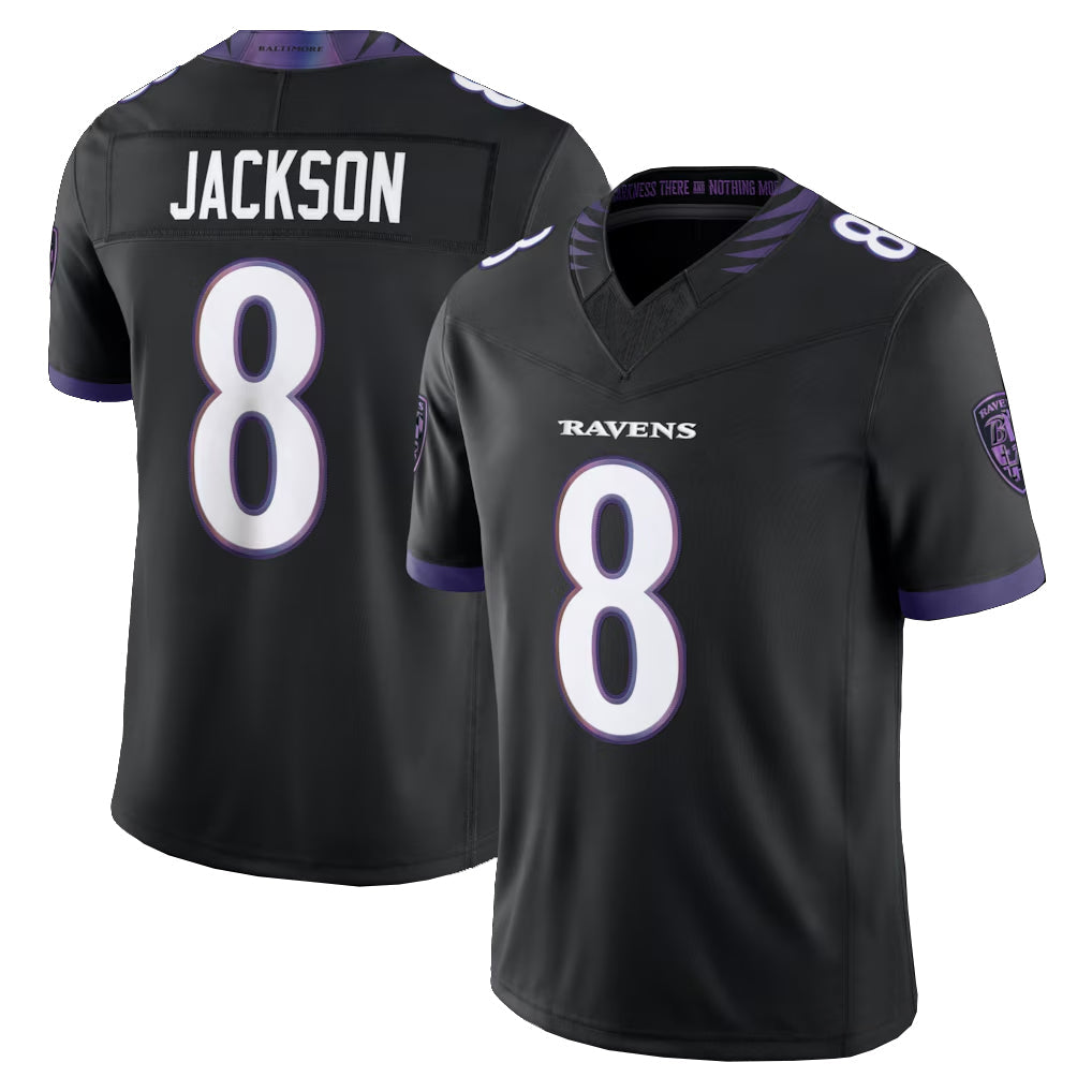 Qdoa B.Ravens #8 Lamar Jackson Player Black Limited Elite Home Game Stitched Jerseys