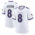 Qdoa B.Ravens #8 Lamar Jackson Player White Home Game Stitched Jerseys