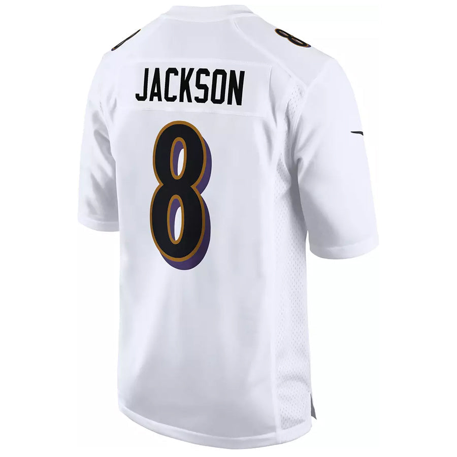 Qdoa B.Ravens #8 Lamar Jackson Player White Fashion Replica  Stitched Jerseys
