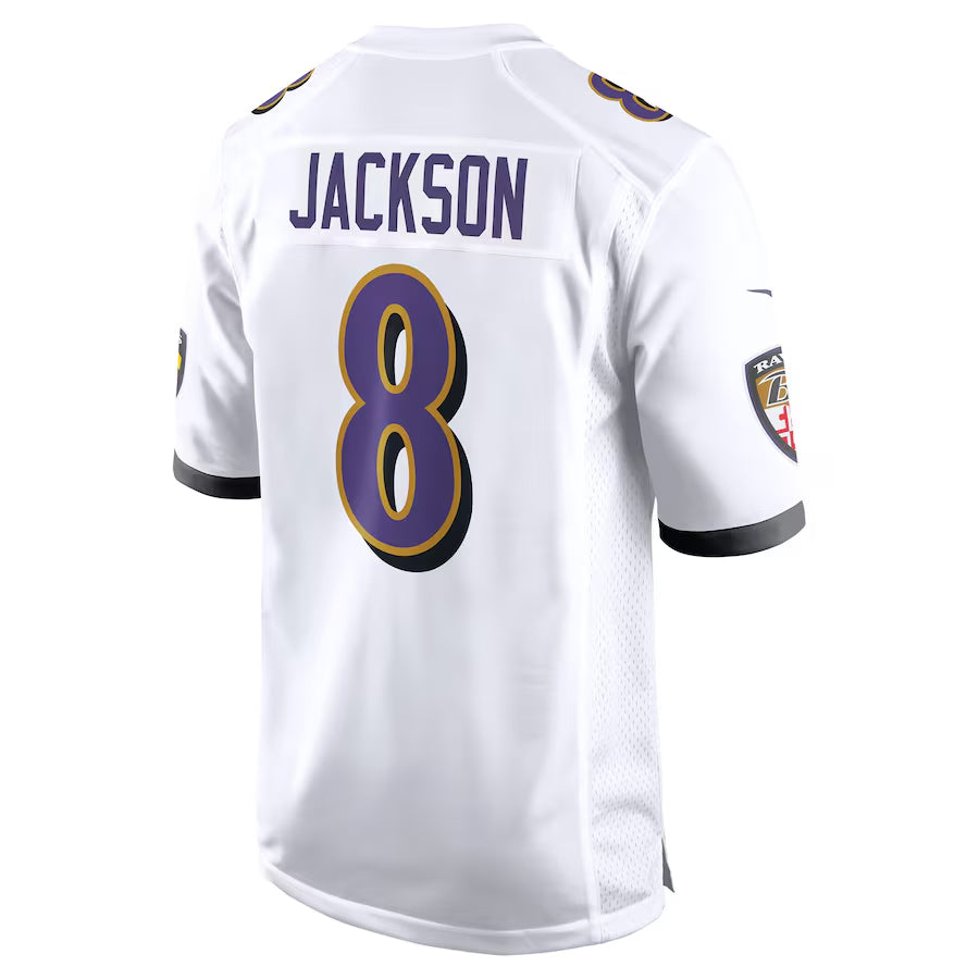 Qdoa B.Ravens #8 Lamar Jackson Player White Game Stitched Jerseys
