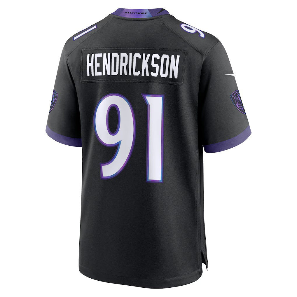 Qdoa B.Ravens #91 Trey Hendrickson Black Alternate Game Stitched Jerseys
