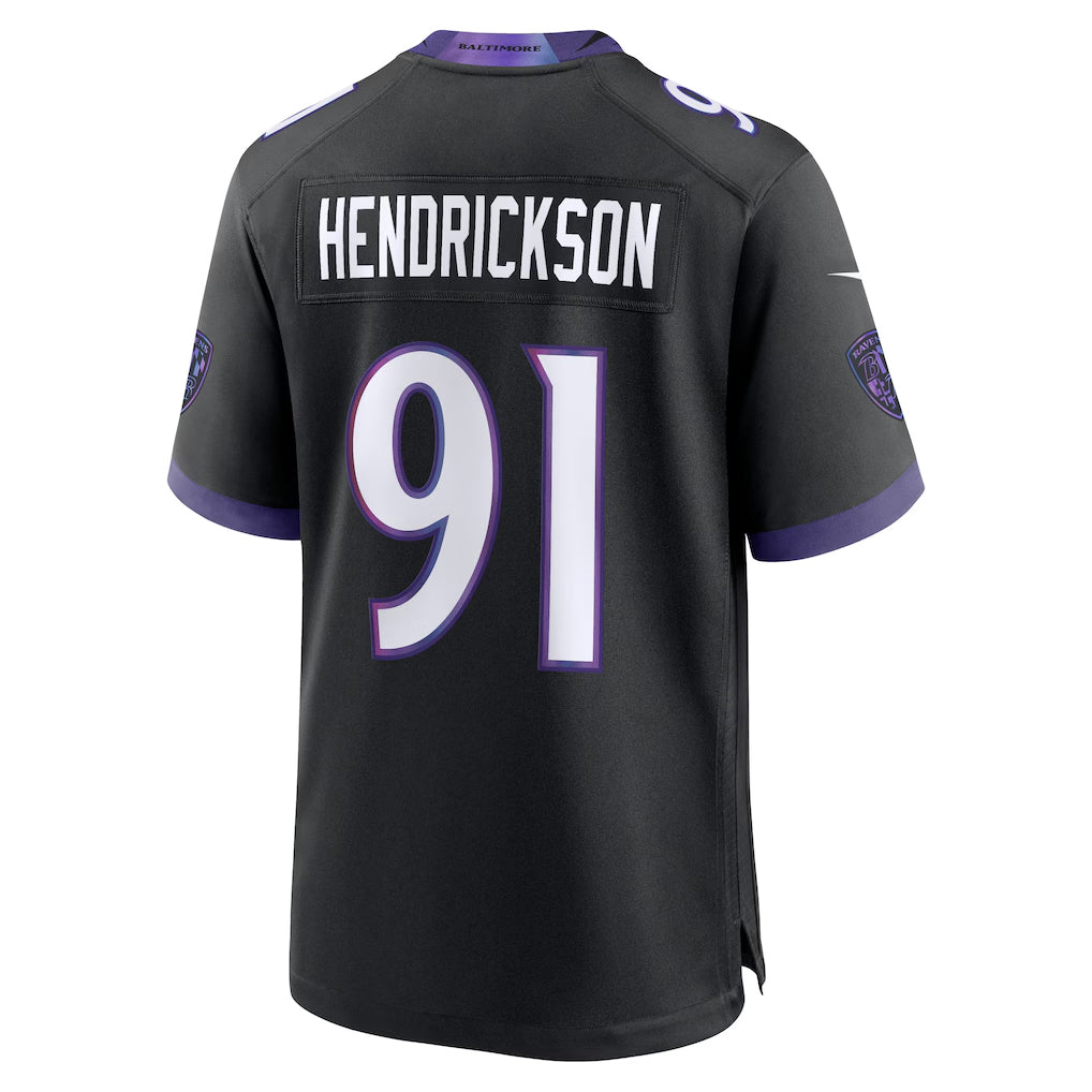 Qdoa B.Ravens #91 Trey Hendrickson Player Black Home Game Stitched Jerseys