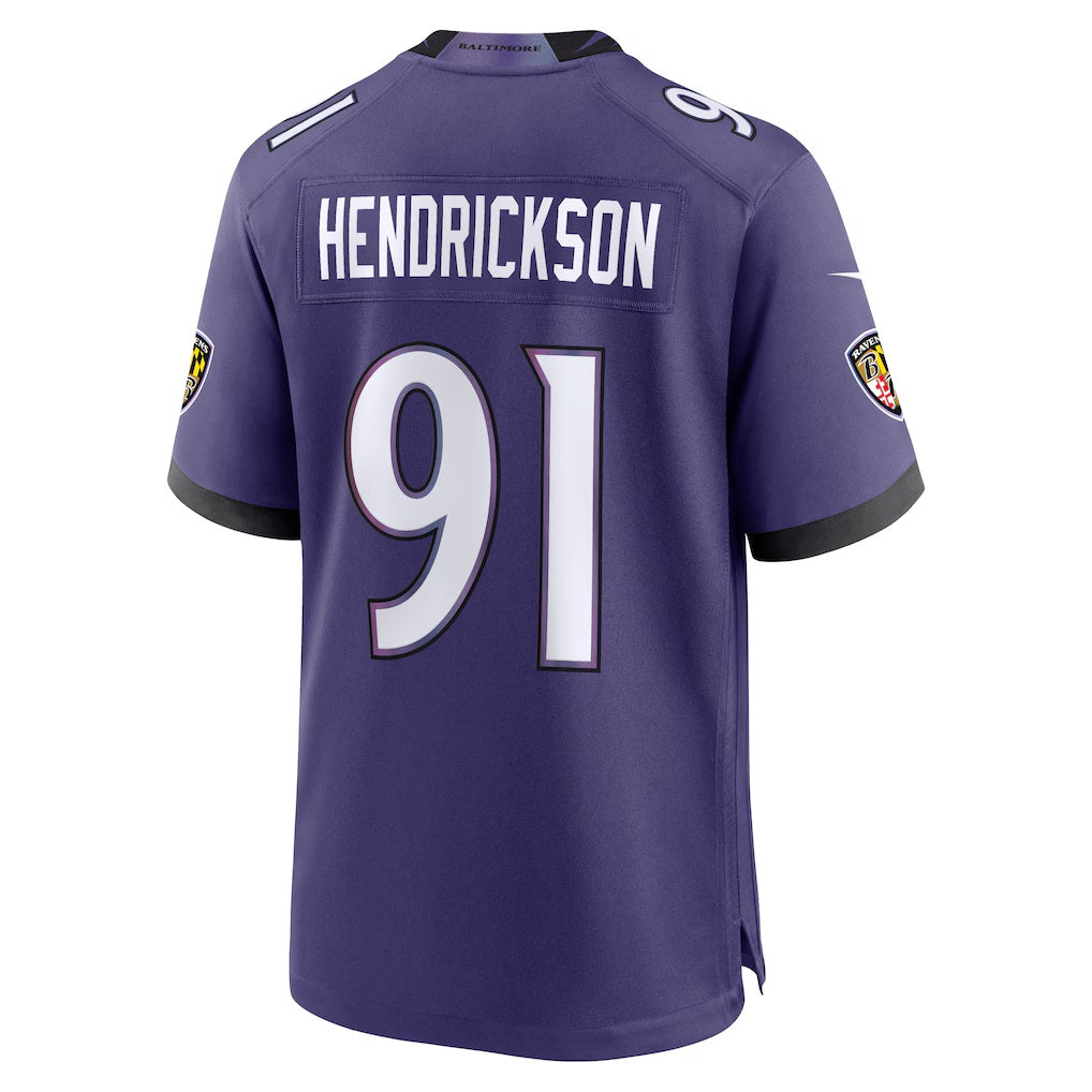 Qdoa B.Ravens #91 Trey Hendrickson Purple Team Game Stitched Jerseys