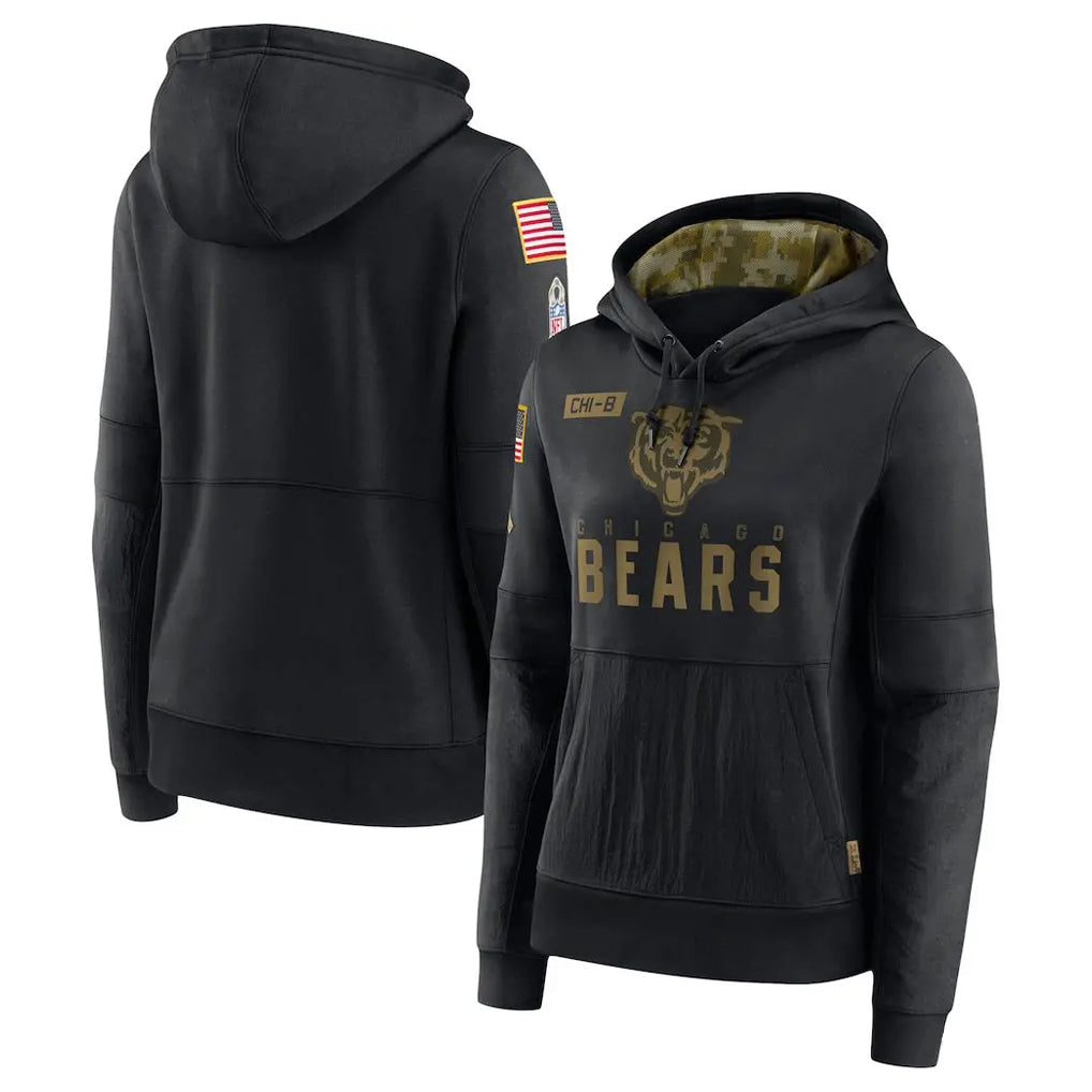 Qdoa C.Bears Black Salute to Service Pullover Hoodies Limited Blank Player Stitched Jerseys