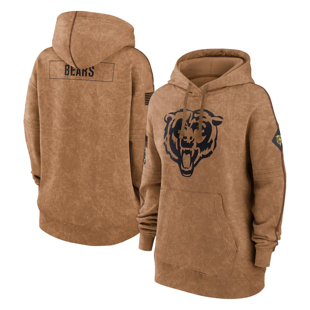 Qdoa C.Bears Brown Salute to Service Pullover Hoodies Limited Blank Player Stitched Jerseys