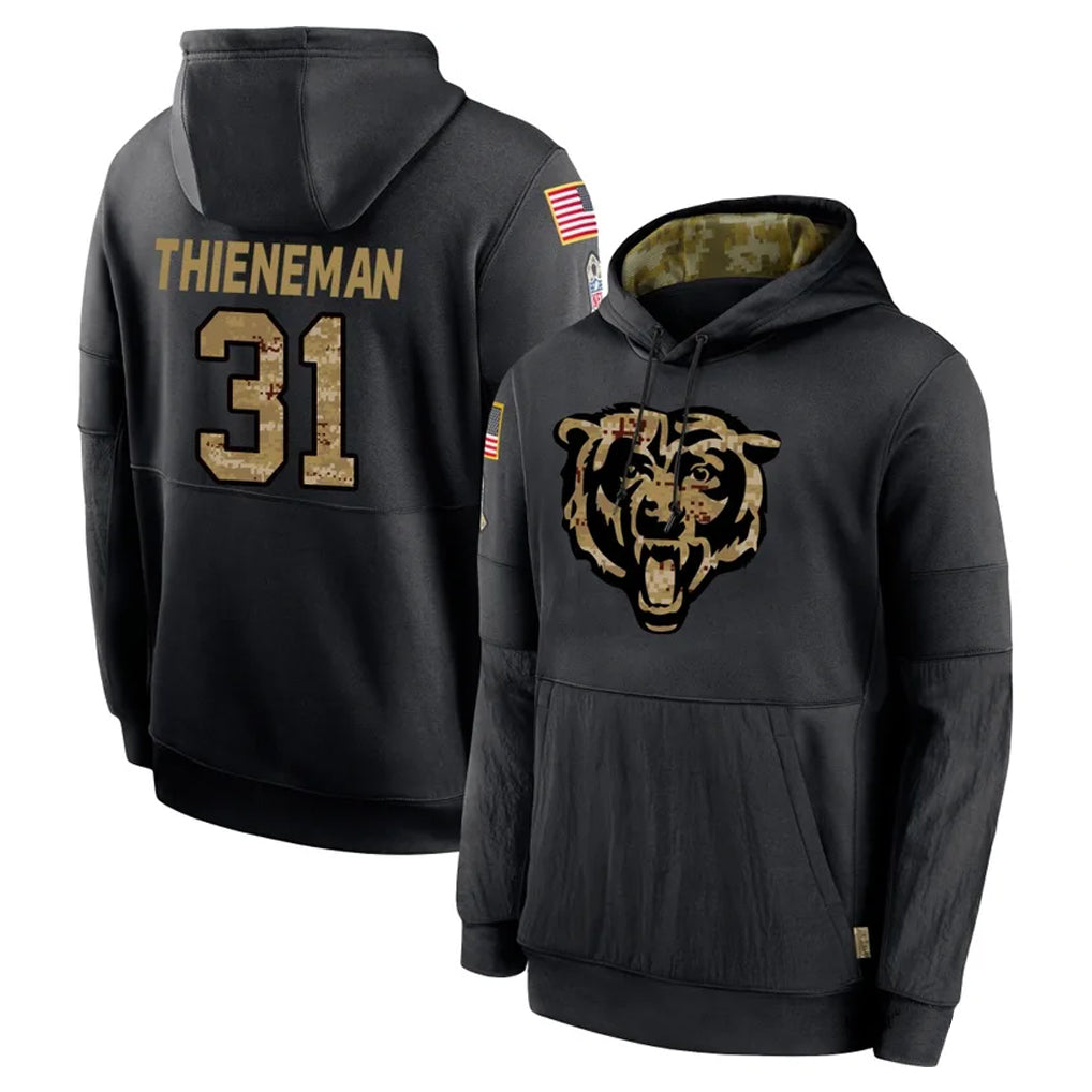 Qdoa C.Bears #31 Dillon Thieneman Player Black Salute to Service Pullover Hoodies Limited Stitched Jerseys