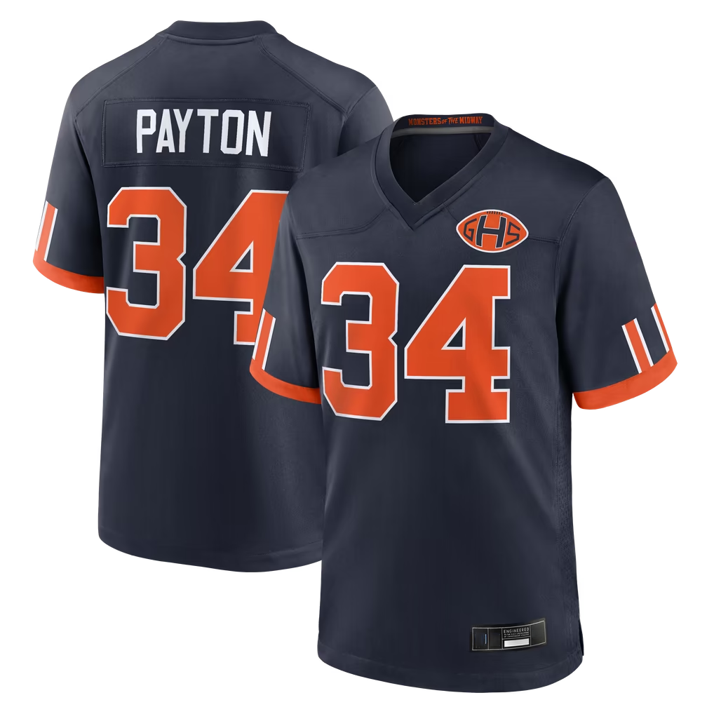 Qdoa C.Bears #34 Walter Payton Navy 2026 Rivalries Collection Game Stitched Jerseys