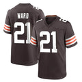 Qdoa C.Browns #21 Denzel Ward Player Brown Home Game Stitched Jerseys