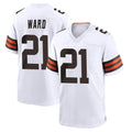 Qdoa C.Browns #21 Denzel Ward Player White Home Game Stitched Jerseys