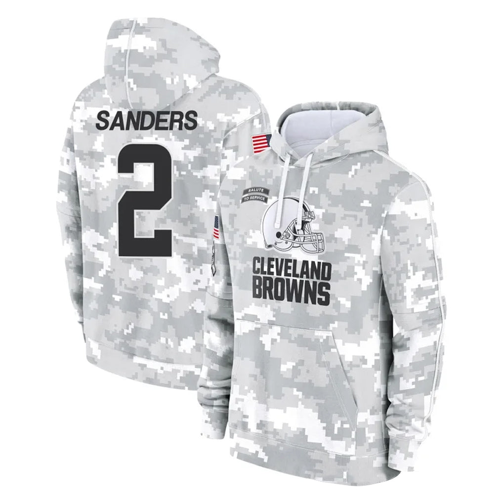 Qdoa C.Browns #2 Shedeur Sanders Player Arctic Camo Salute to Service Hoodies Limited Game Stitched Jerseys