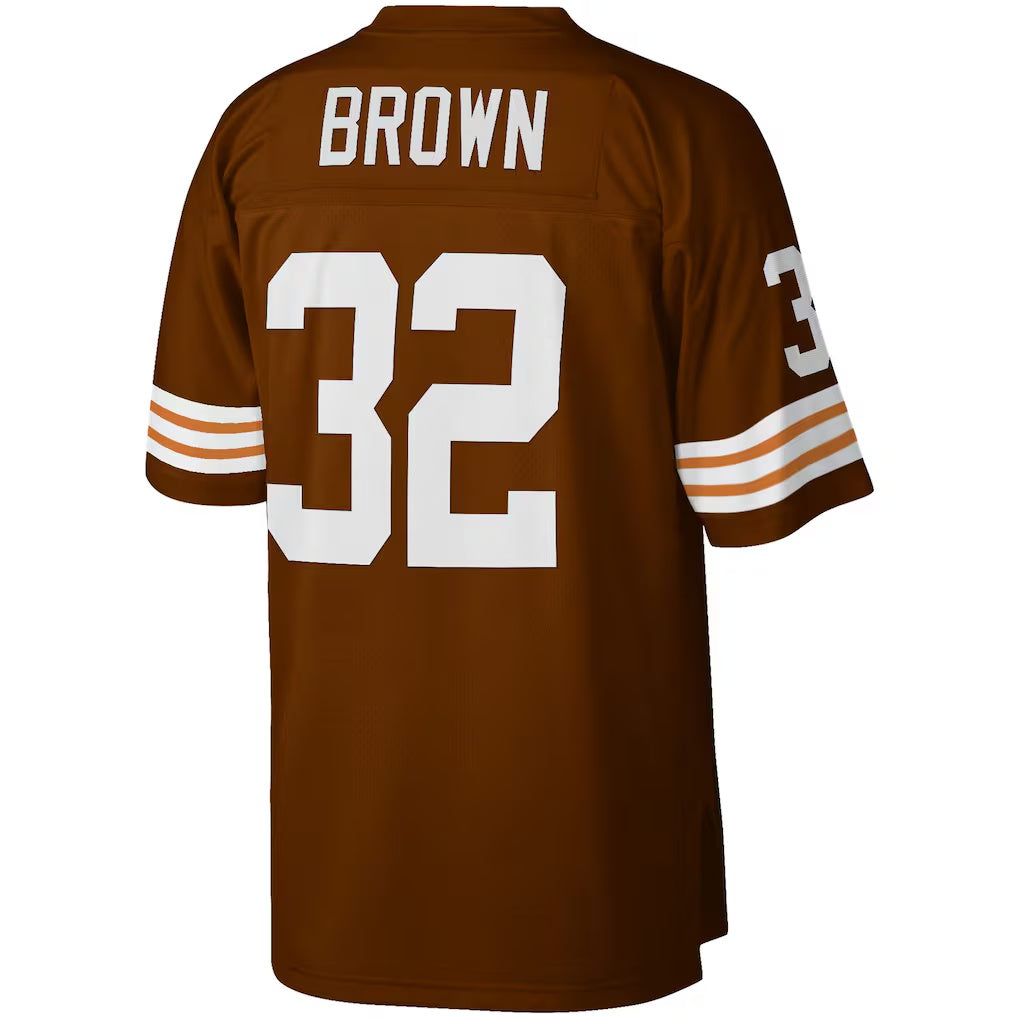 Qdoa C.Browns #32 Jim Brown Mitchell & Ness Brown Big & Tall Retired Player Replica Stitched Jerseys