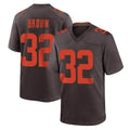 Qdoa C.Browns #32 Jim Brown Player Brown Alternate Home Game Stitched Jerseys
