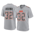 Qdoa C.Browns #32 Jim Brown Player Gray Atmosphere Fashion Game Stitched Jerseys