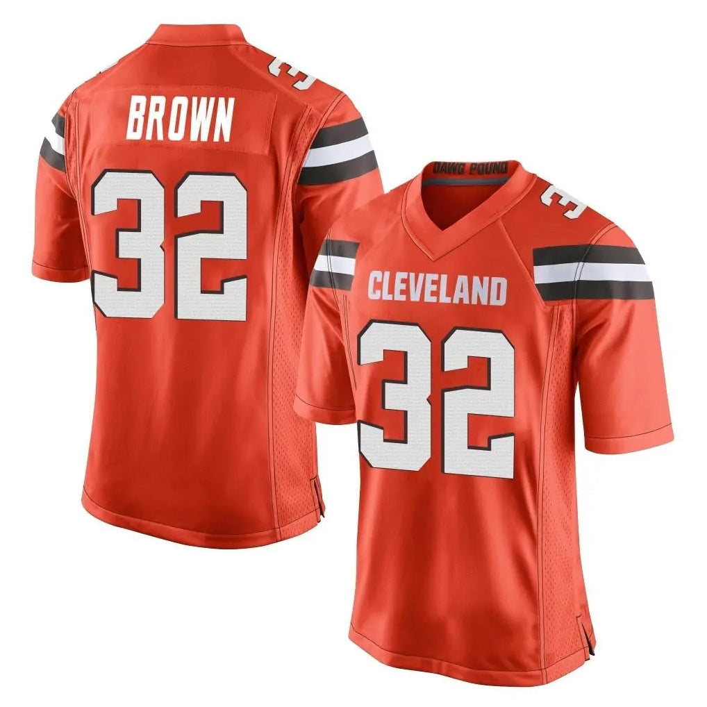 Qdoa C.Browns #32 Jim Brown Player Orange Vapor Limited Home Game Stitched Jerseys