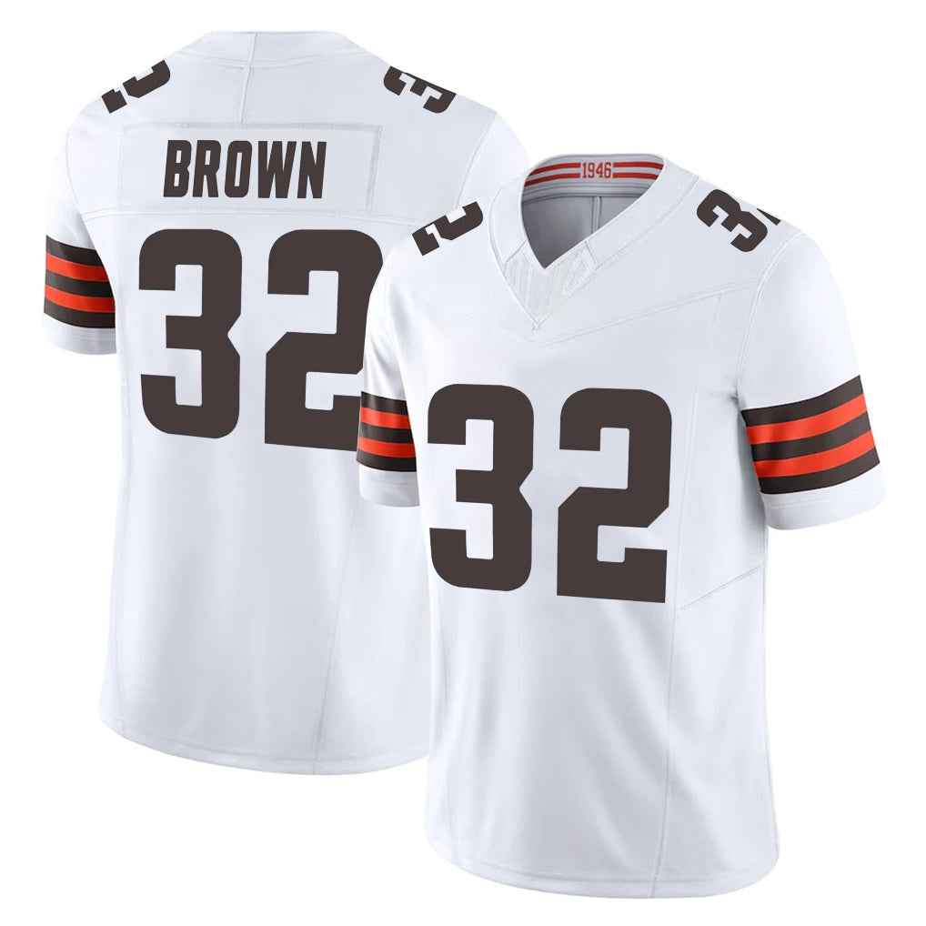 Qdoa C.Browns #32 Jim Brown Player White Vapor F.U.S.E. Limited Home Game Stitched Jerseys