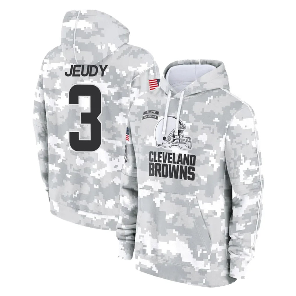 Qdoa C.Browns #3 Jerry Jeudy Player Arctic Camo Salute to Service Hoodies Limited Game Stitched Jerseys